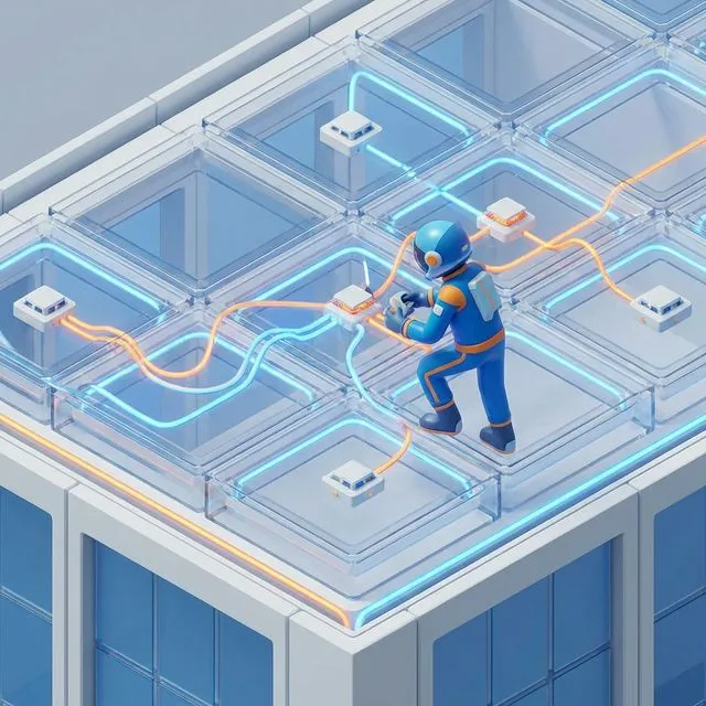 Ilustrasi Teknisi Melakukan Instalasi Fire Alarm